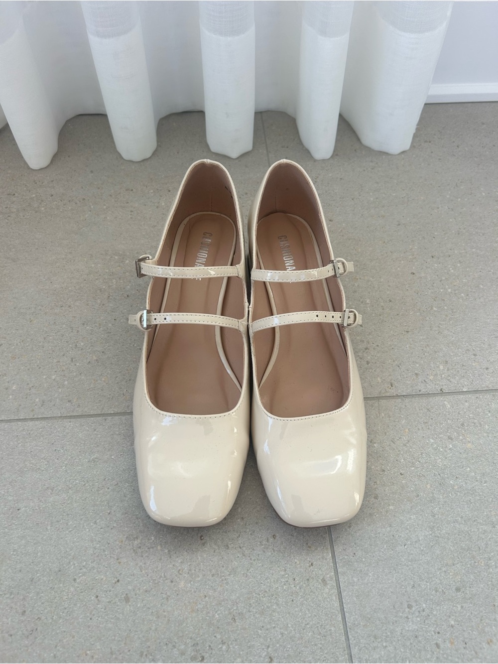 Beautiful Cream Patent Double-Strap Block Heel Mary Janes❤️8.5 - Picture 2 of 10